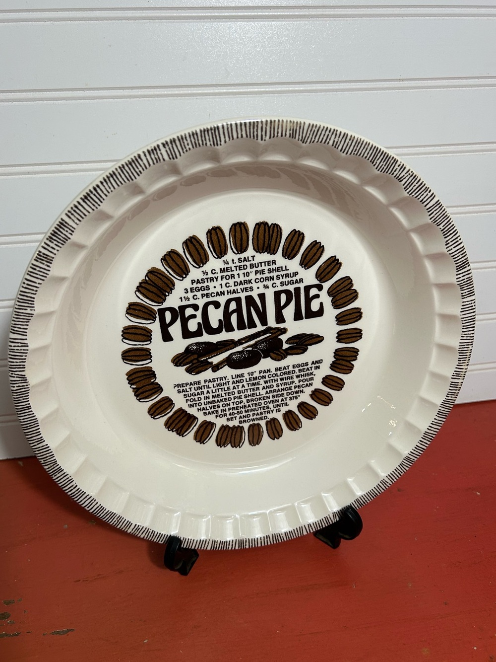 Vintage Royal China Deep Dish Pecan Pie Plate with Recipe 11" Country Harvest
